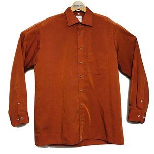 OLYMP LUXOR Burnt Orange Long Sleeve Cotton Button Down w/ Pocket Men Size 16/41